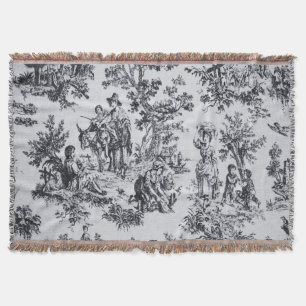 Couverture Française toile de jouy noir et blanc élégant