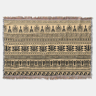 Couverture Fret grec, Motif méditerranéen, Brown