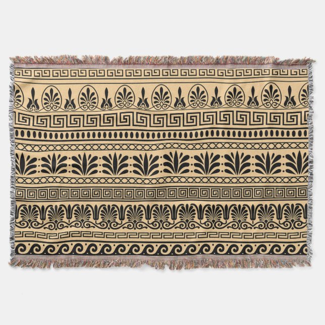 Couverture Fret grec, Motif méditerranéen, Brown (Devant)