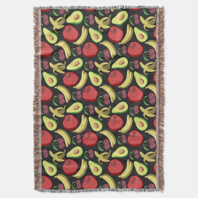Couverture Fruit motif transparent | fruits tropicaux colorés (devant Vertical)