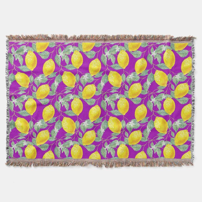 COUVERTURE FRUITS DE CITRON SUR FOND VIOLET (Devant)
