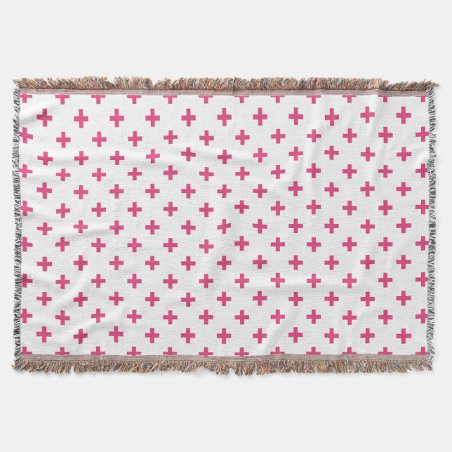 Couverture Fuchsia polka croise sur blanc (Devant)