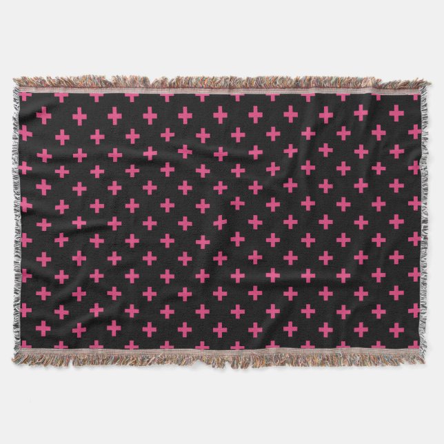 Couverture Fuchsia polka croise sur noir (Devant)
