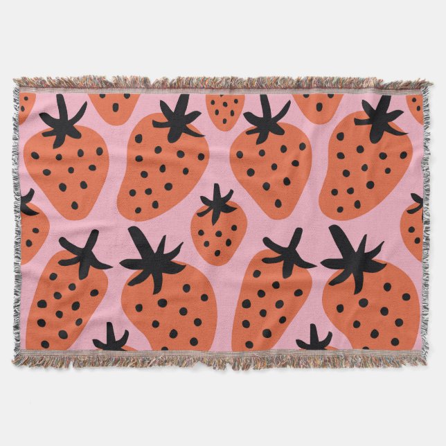 Couverture Fun fraise, design artisanal sans couture. (Devant)