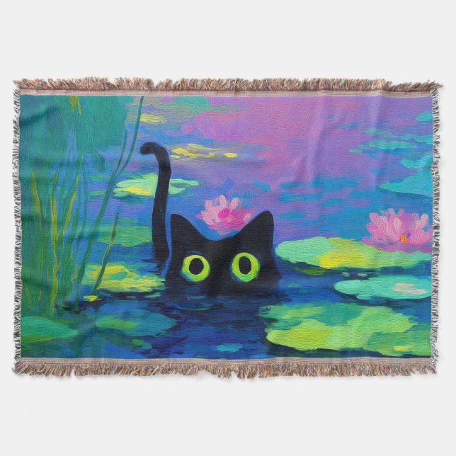 Couverture Funny Chat noir nager dans l'étang | L'art bizarre (Devant)