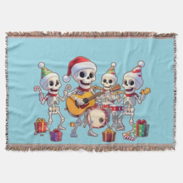 Couverture Funny Skeleton Band Christmas & New Year – 3D Cart (Devant)