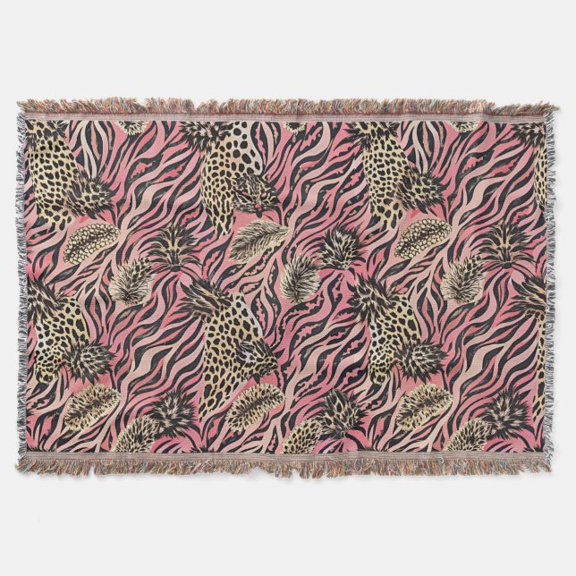 Couverture Fusion d'imprimés d'animaux rose - Motif sans cout (Devant)