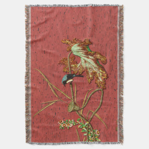 Couverture G.A. Audsley Vintage Rouge Japon Oiseau Lotus Art