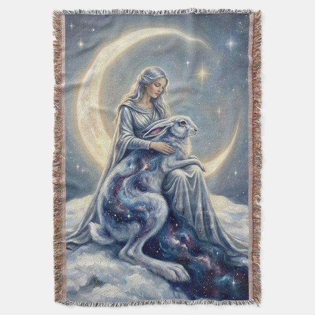 Couverture Galaxie céleste Lièvre Lune Déesse Fantastique Art (devant Vertical)