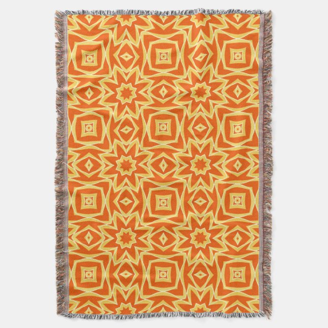 Couverture Géométrique étoile Abstraite - Orange et Or (devant Vertical)