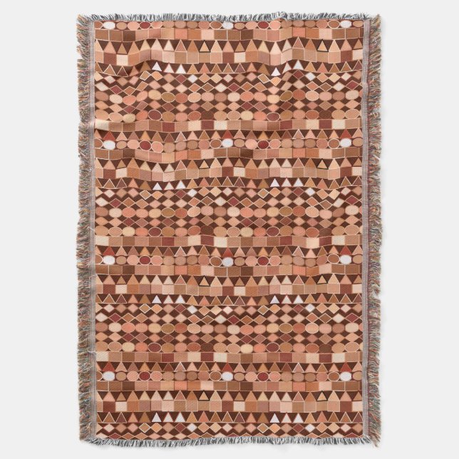 Couverture Géométrique Tribale moderne, Chocolat Brown et Tan (devant Vertical)