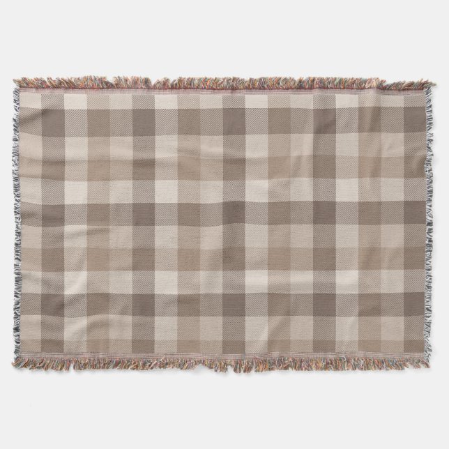 Couverture Gingham à carreaux marron clair Terre Neutre  (Devant)