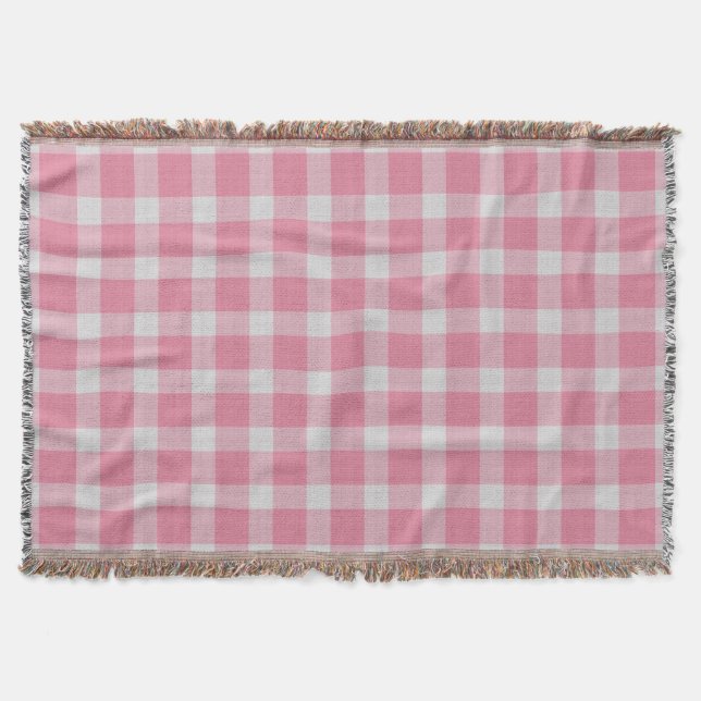 Couverture Gingham à carreaux rose et blanc (Devant)