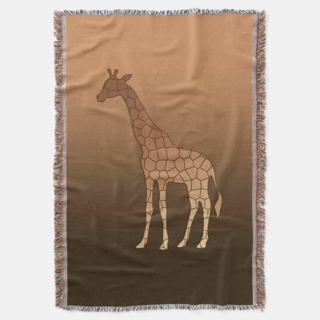 Couverture Giraffe géométrique moderne, cuivre et Brown (devant Vertical)
