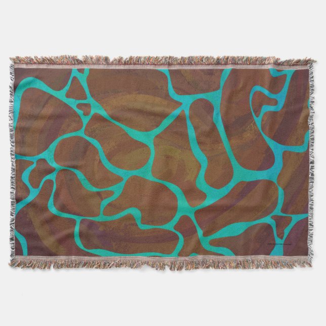 Couverture Giraffe Impression Brown et Turquoise (Devant)