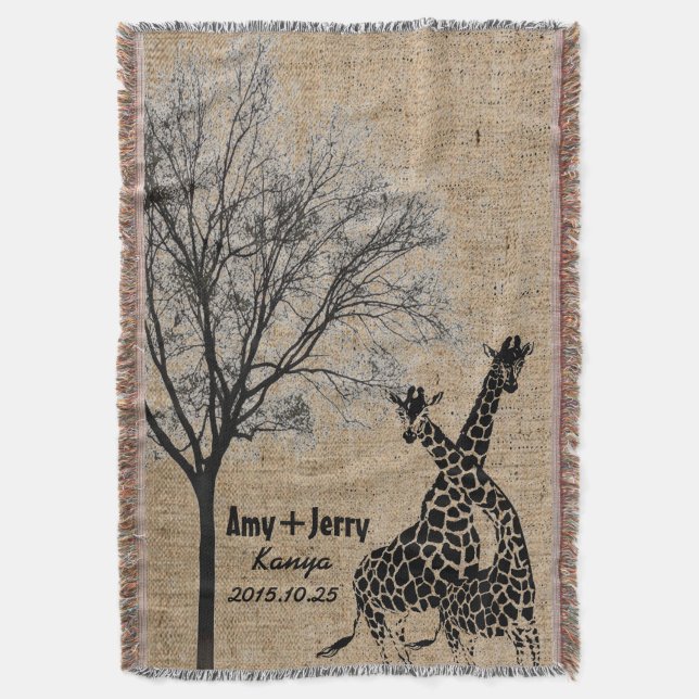 Couverture Giraffes Couple Love Cadeau Mariage personnalisé (devant Vertical)