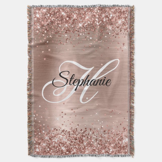 Couverture Glitter Rose Or huile Fancy Monogramme (devant Vertical)