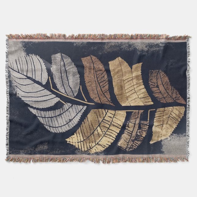 Couverture Gold and Silver Metallic Leaves Elegant Botanical  (Devant)