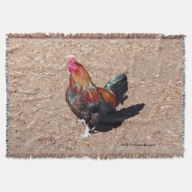Couverture Gold Cockerel Rooster Throw Blanket (Devant)