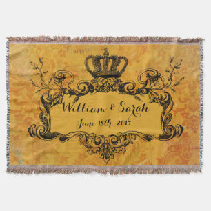 Couverture Gold Damask Mariage personnalisé Couronne royale T