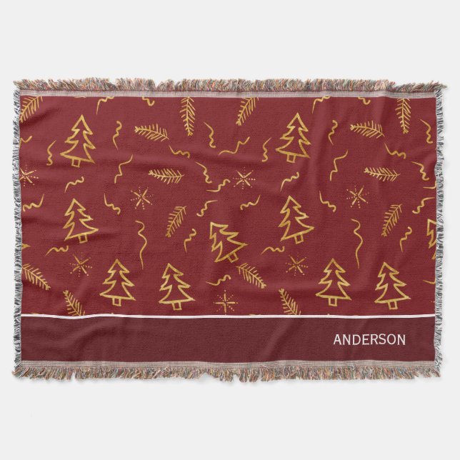 Couverture Gold Foil Noël Arbre Motif Red Holiday (Devant)