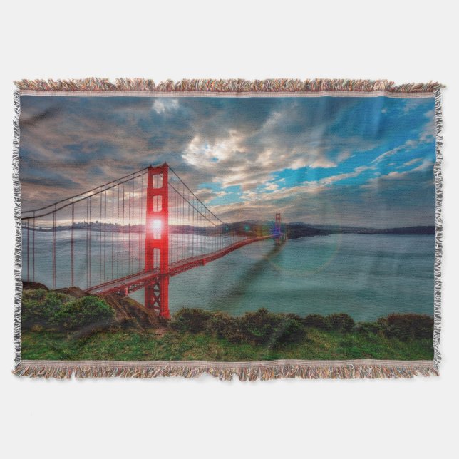 Couverture Golden gate bridge avec Sun brillant (Devant)