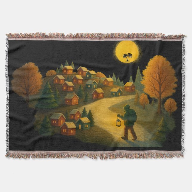 Couverture Golden Lantern Village Throw Blanket Cozy Decorati (Devant)