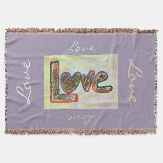 Couverture Golden Pastels Love Word Art Custom Thon Blanket (Devant)