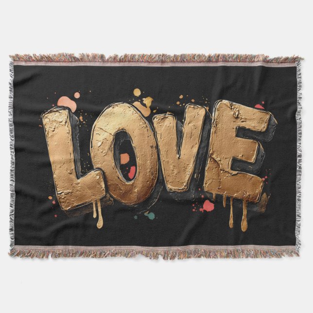 Couverture Graffiti 3D Gras Art of the Word "LOVE" en or (Devant)