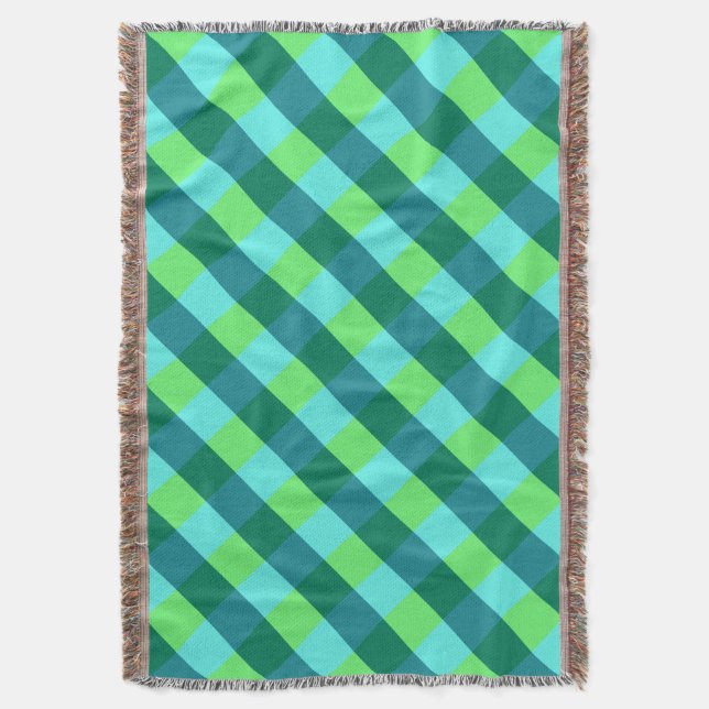 Couverture Grand Buffalo Check, aqua, vert turquoise et citro (devant Vertical)