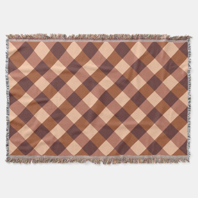 Couverture Grand Buffalo Check, cacao brun et rose boule (Devant)