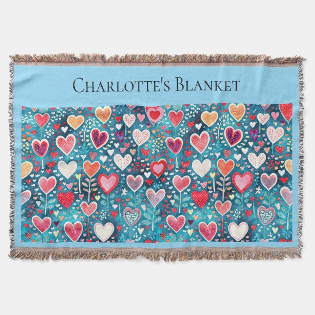 Couverture Grand jeté - motif de cœur  (Devant)