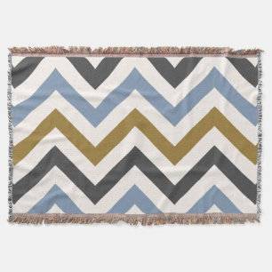 Couverture Grand or de motif de zigzag gris et bleu sur la