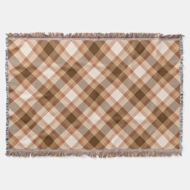 Couverture Grand Plaid moderne, Brown, Beige, Cuivre et Tan (Devant)