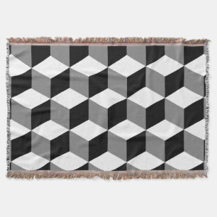 Couverture Grands blanc et gris de noir de motif de cube