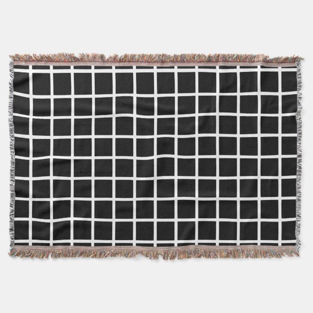 Couverture Gras Motif Grille noire et blanche (Devant)