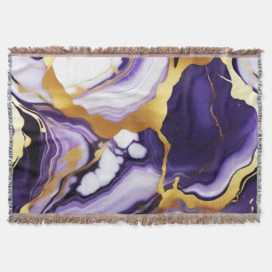 Couverture Gras Trendy violet jaune or faux marbre