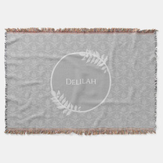 Couverture Gray Elegant Damask Personnalisé Lot Blanche