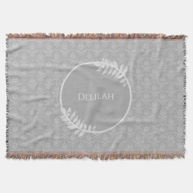 Couverture Gray Elegant Damask Personnalisé Lot Blanche (Devant)