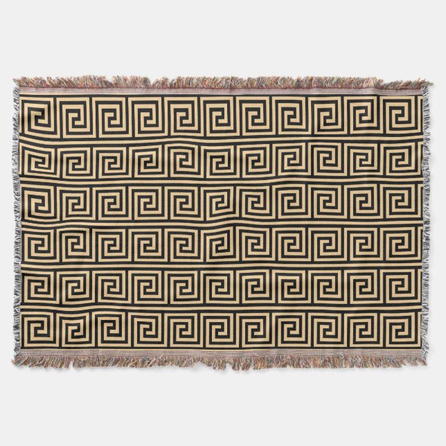 Couverture Grec Meander Carré Motif principal Brown (Devant)