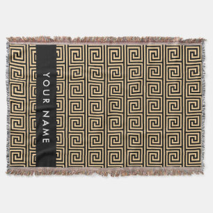 Couverture Grec Meander Key Brown, Votre Nom, Personnaliser