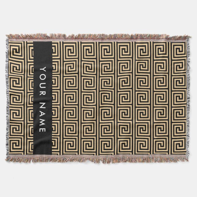 Couverture Grec Meander Key Brown, Votre Nom, Personnaliser (Devant)