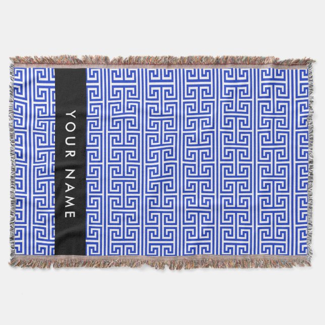 Couverture Grec Meander Key H Blue, Votre Nom, Personnaliser (Devant)