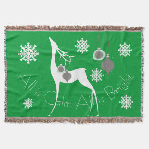 Couverture Green All is Calm All is Bright Deer Holiday Throw
