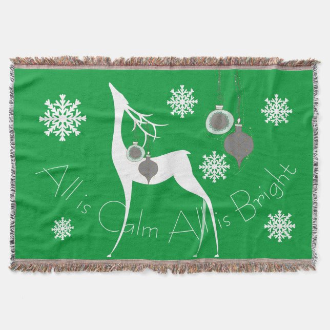 Couverture Green All is Calm All is Bright Deer Holiday Throw (Devant)