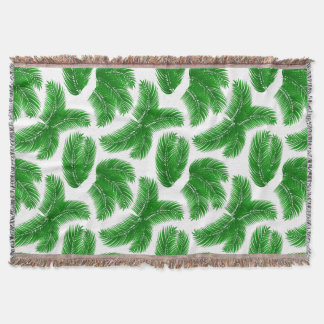 Couverture Green Tropical Palm Fronds on White