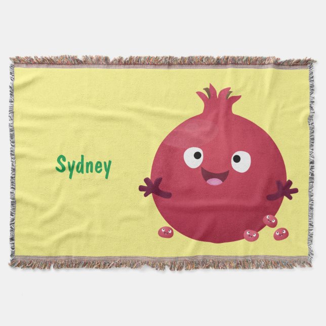 Couverture Grenade fruit cartoon mignon et heureux (Devant)