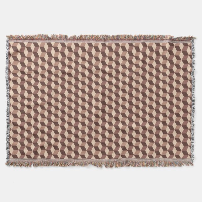 Couverture Grille Diamant moderne, Taupe, Brown et beige (Devant)