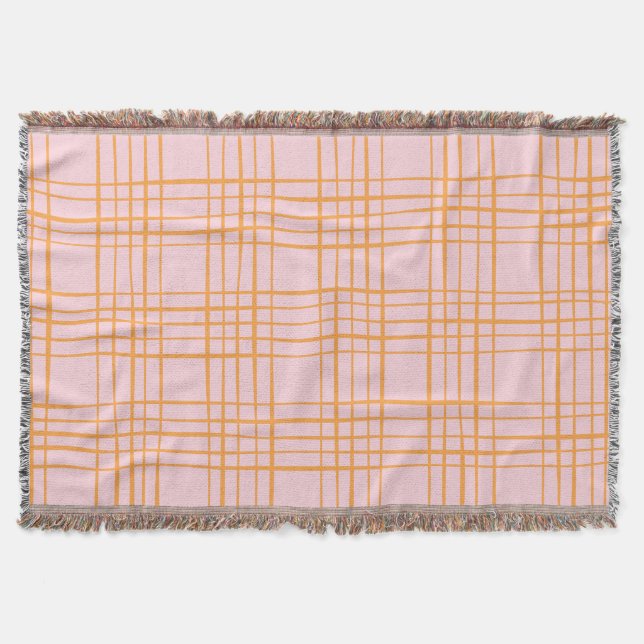 Couverture Grille mignonne Lignes Motif Pastel rose et orange (Devant)