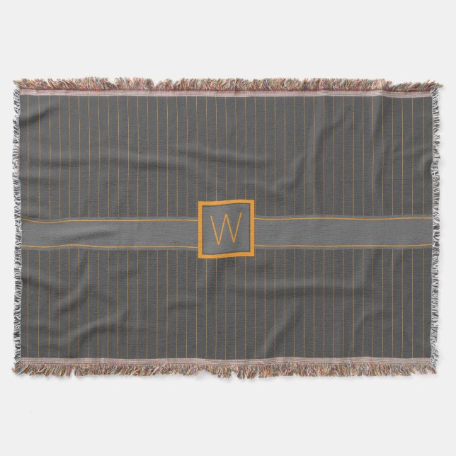 Couverture Gris avec poupée à rayures orange (Devant)